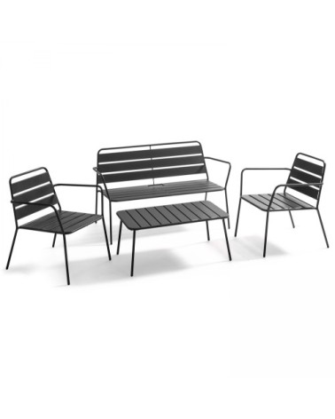 Table basse de jardin acier gris anthracite