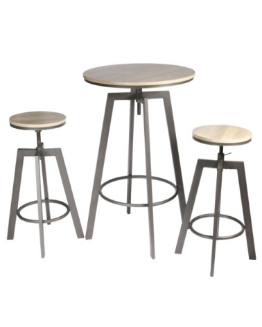 Table haute avec tabourets design industriel 2 personnes noir