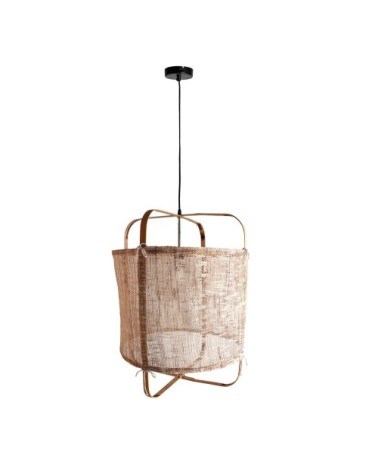 Lustre en bois de sapin et lin en marron 46x46x58 cm