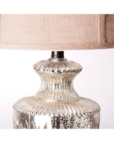 Lampe de table en acier, verre et lin en argent 41x41x74