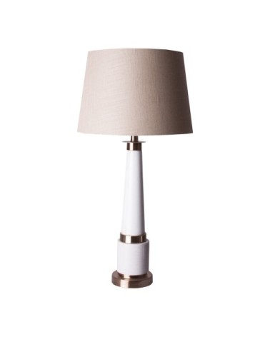 Lampe de table en acier, marbre et coton en blanc et or 39x39x77