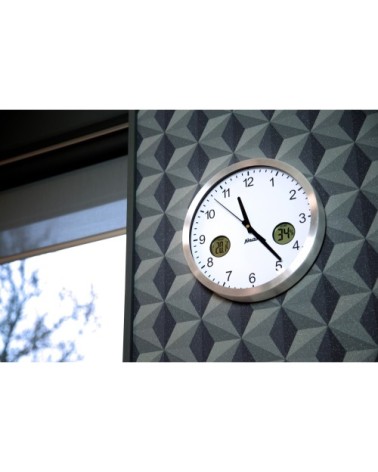 Grande horloge murale analogique avec thermomètre et