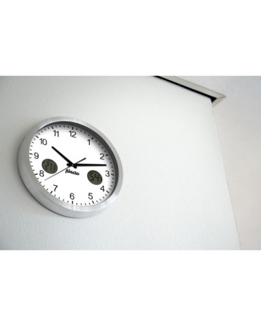 Grande horloge murale analogique avec thermomètre et