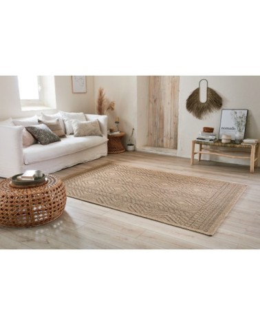 Tapis intérieur/extérieur aspect jute motif géométrique 120x160