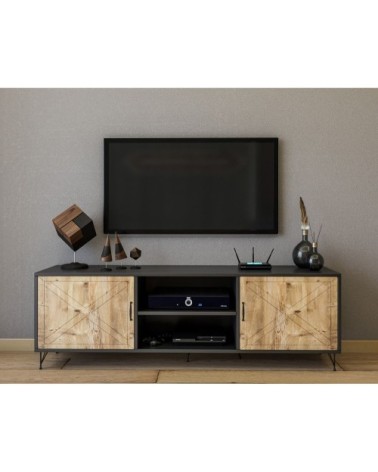 Meuble TV design effet bois gris anthracite