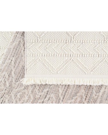 Tapis Géométrique blanc à franges 160x230