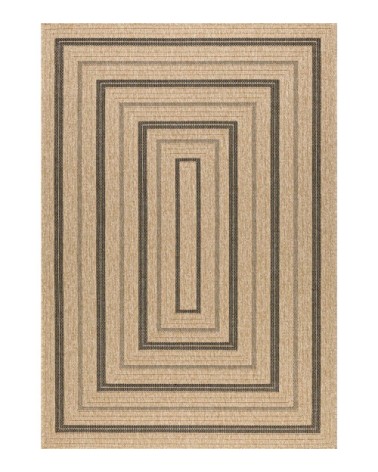 Tapis intérieur/extérieur effet jute motif rectangulaire noir 120x170