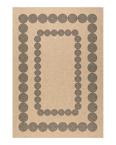 Tapis intérieur/extérieur effet jute motif géométrique noir 200x290