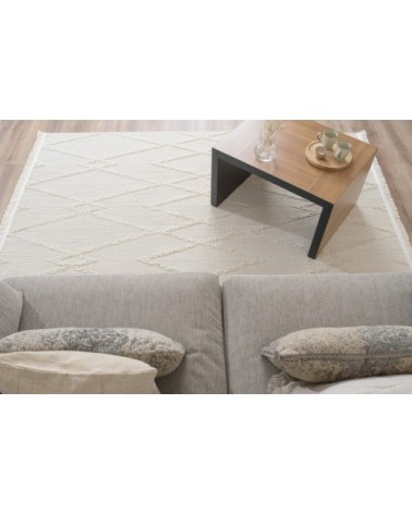 Tapis Salon blanc Motif Losange en relief 120x160