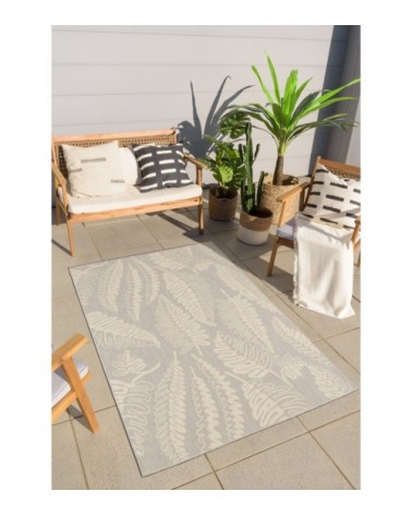 Tapis motif feuilles de palmier gris - 70x140