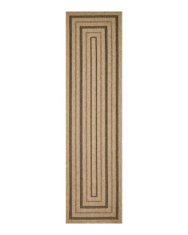 Tapis intérieur/extérieur effet jute motif rectangulaire noir 60x180