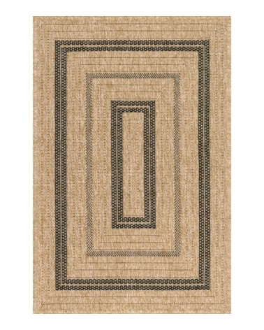 Tapis intérieur/extérieur effet jute motif rectangulaire noir 60x90