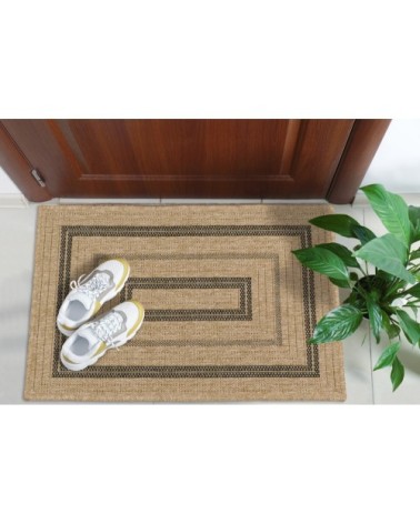 Tapis intérieur/extérieur effet jute motif rectangulaire noir 60x90