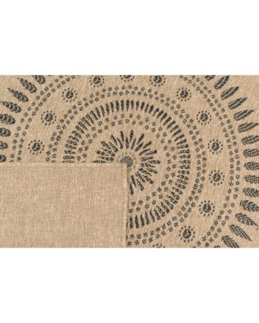 Tapis intérieur/extérieur effet jute motif oriental noir 200x290