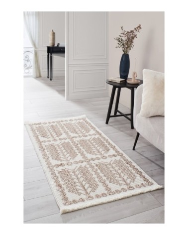 Tapis salon crème de style ethnique 80x150