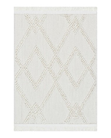 Tapis Salon blanc Motif Losange en relief 60x90