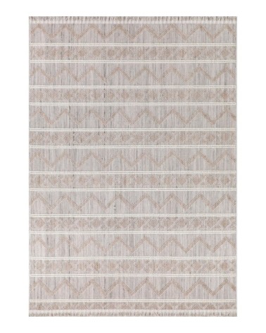 Tapis à franges  motif en relief beige 160x230