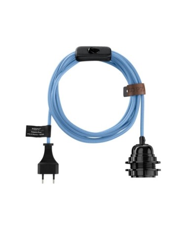 Fil électrique en tissu luminaire bleu ciel 4,5m