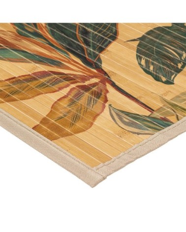 Tapis de bain lattes bambou feuillage exotique - 50x80cm