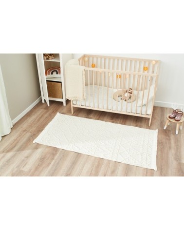 Tapis Géométrique blanc à franges 80x150