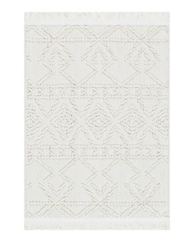 Tapis Géométrique blanc à franges 60x90