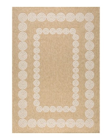 Tapis intérieur/extérieur effet jute motif géométrique blanc 120x170