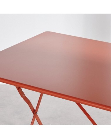 Table de jardin pliable en acier terracotta, 4 personnes, L110 cm