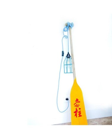 Fil électrique en tissu luminaire bleu ciel 4,5m