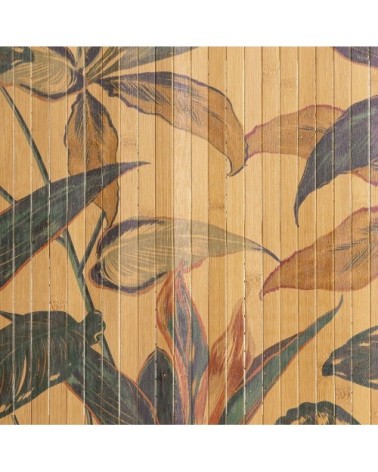 Tapis de bain lattes bambou feuillage exotique - 50x80cm