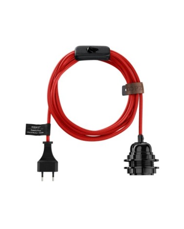 Fil électrique en tissu luminaire rouge 4,5m