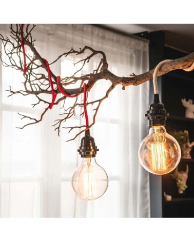 Fil électrique en tissu luminaire rouge 4,5m