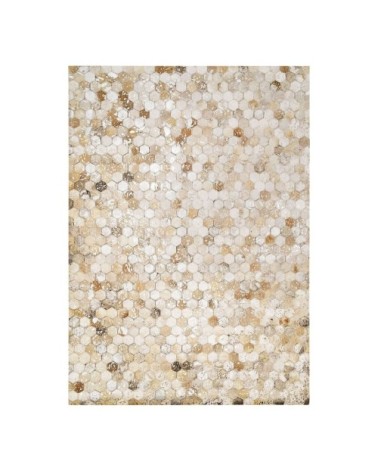 Tapis recyclé cuir motifs hexagone argent 120x170