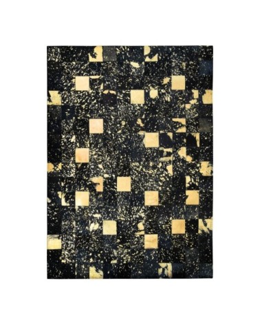 Tapis recyclé cuir éclats or noir 120x170