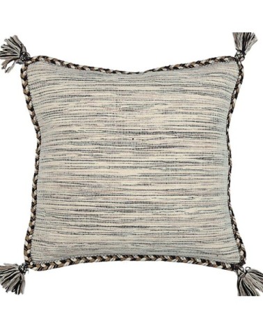 Coussin 100% coton tissé et tressé blanc beige 45x45