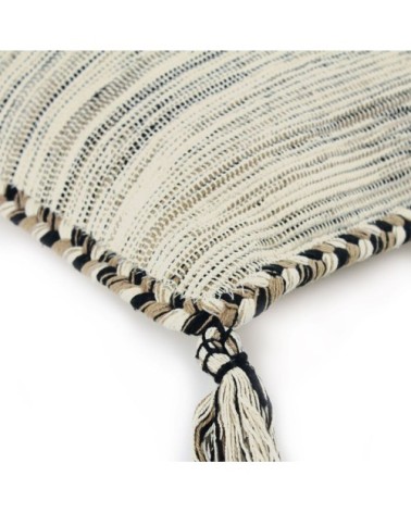 Coussin 100% coton tissé et tressé blanc beige 45x45