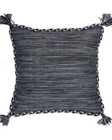 Coussin 100% coton tissé et tressé gris 70x70