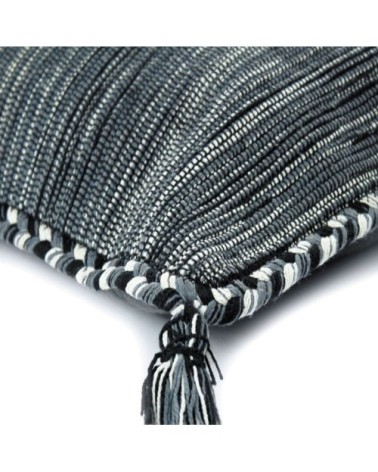 Coussin 100% coton tissé et tressé gris 70x70