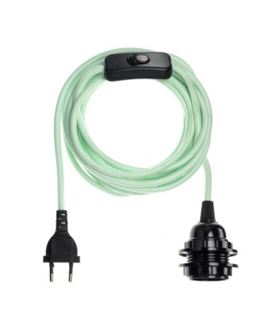 Fil électrique en tissu luminaire vert menthe 4,5m