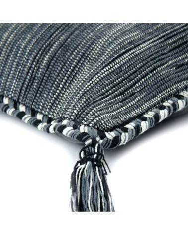 Coussin 100% coton tissé et tressé gris 45x45