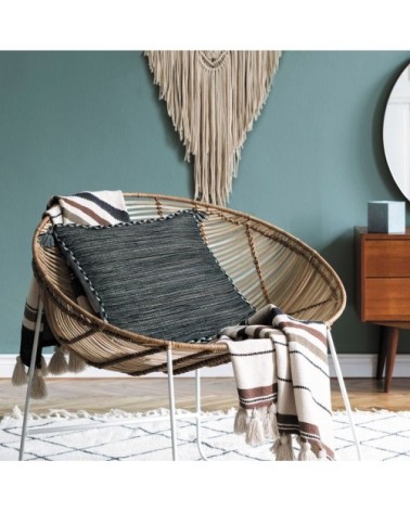 Coussin 100% coton tissé et tressé gris 45x45