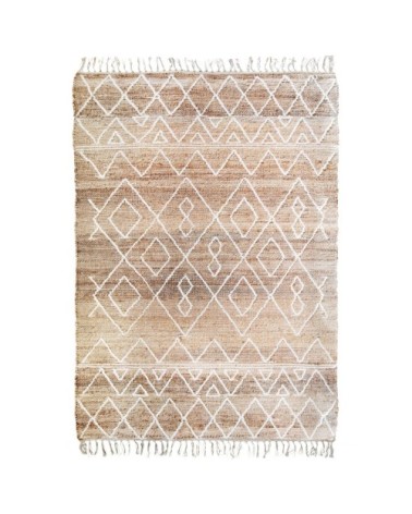 Tapis en chanvre avec motifs zig-zag en laine épaisse naturel 120x170