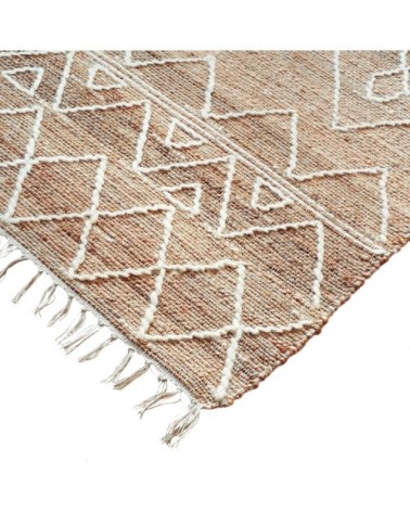 Tapis en chanvre avec motifs zig-zag en laine épaisse naturel 120x170