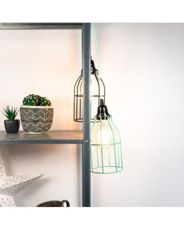 Fil électrique en tissu luminaire vert menthe 4,5m