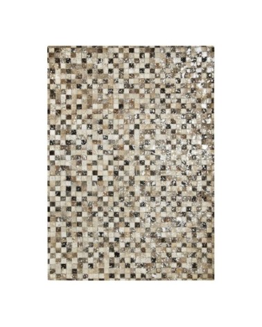 Tapis recyclé cuir éclats argentés gris clair 160x230