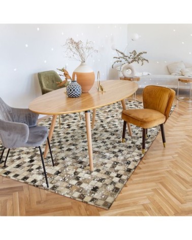 Tapis recyclé cuir éclats argentés gris clair 160x230