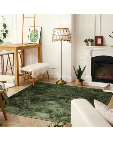 Tapis lavable à base fine et souple extra doux vert foncé 120x170