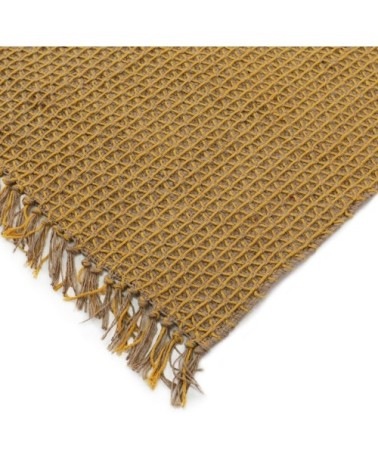 Tapis en jute et coton jaune 120x170