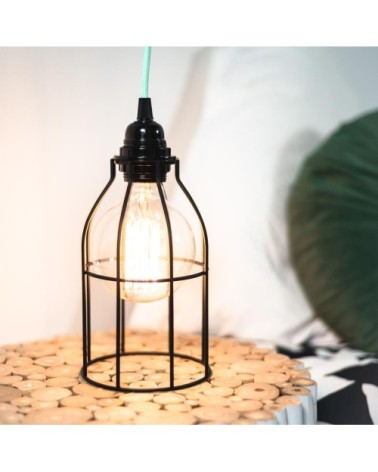 Fil électrique en tissu luminaire turquoise 4,5m