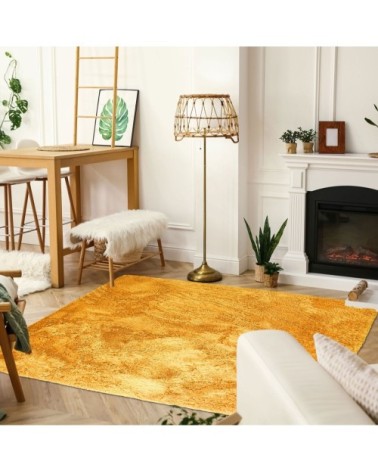 Tapis lavable à base fine et souple extra doux jaune 120x170