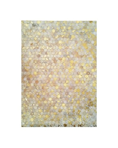 Tapis recyclé cuir motifs hexagone or 120x170